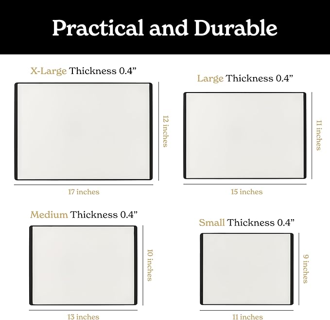 SMIRLY Plastic Cutting Board Set with Holder 4 Pieces, Non-Slip Dishwasher Safe Chopping Boards for Kitchen, Black & White