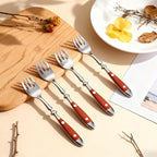 Sporks, 8-Pack Stainless Steel Sporks, 6.9 Inches Salad Forks and Spoons with Wood Grain Bakelite Handle For Dessert, Ice Cream, Salad, Soup, Noodle, Spaghetti, Dishwasher Safe