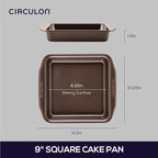 Circulon Nonstick Bakeware Nonstick Baking Pan / Nonstick Cake Pan, Square - 9 Inch, Brown, Chocolate
