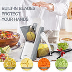 SupMaKin Safe Mandoline Slicer for Kitchen, Vegetable Food Potato Chip Slicer Maual Adjustable Thickness, Chopping Artifact Fast Veggie Salad Chopper Light Gray