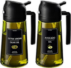 CXINYI - 16oz/470ml Olive Oil Dispenser for Kitchen with Stickers - 2 in 1 Olive Oil Sprayer for Cooking, Air Fryer, and Salad, 2 Black (Light-Proof Kitchen Gadget)
