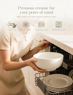 AISBUGUR 42 OZ Large Soup Bowls,Porcelain Salad Bowls Set of 4,Pho Bowls for Soup,Salad,Cereal,Pasta,Fruit,White Bowls Set for Dishwasher & Microwave Safe