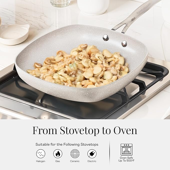 Granitestone 20 Pc Ceramic Cookware Set Nonstick, Complete Pots and Pans Set Non Stick for Kitchen with Bakeware, Cooking Utensils & Steamer, Non Toxic Made Without PFOA PFOS, Oven & Dishwasher Safe