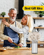 Silicone Cooking Utensil Set, 8Pcs Non-stick Cookwares with Stainless Steel Handle, BPA Free Heat Resistant Kitchen Tools with Spatulas, Turners, Spoons, Skimmer and Pasta Fork (KHAKI)