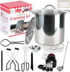 Canning pot with rack and lid - Water bath canner for canning - Complete premium canning kit with large Pot 21.5 Qt in stainless steel 304 - The French canning kit by La Cuisine de Camille