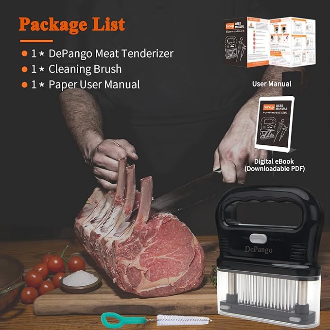 Meat Tenderizer, Meat Tenderizer Needle with Heavy-Duty Stainless Steel 48 Blades for Tenderizing Steak/Chicken Breast/Pork Chops/Beef Brisket, Detachable for Cleaning, Dishwasher Safe (Large)