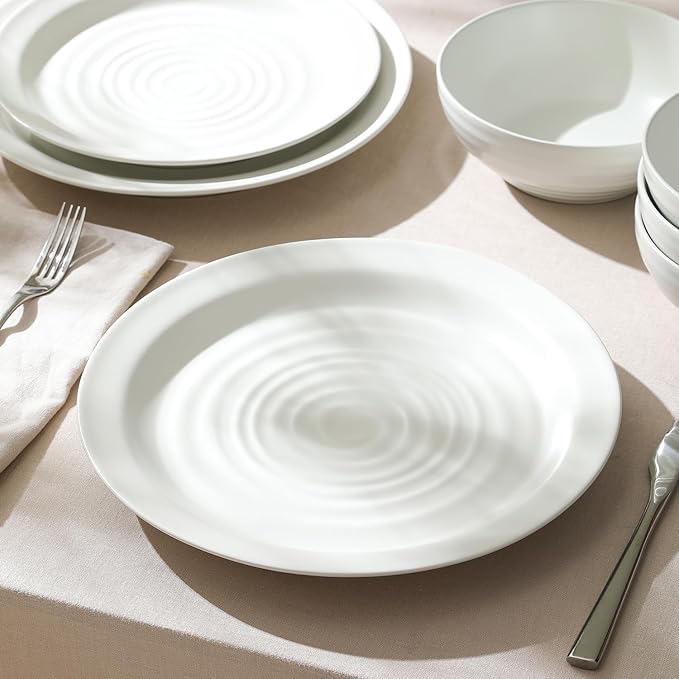 Stone Lain Orbit 4-Piece Dinner Plate Set Stoneware, White