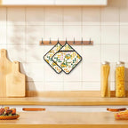 2 Pack Lemon Pot Holders for Kitchen Heat Resistant, Summer Lemons Flowers Potholders for Kitchens Washable for Cooking & Baking & Microwave