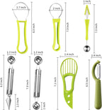 5Pcs Melon Baller Scoop Set, 4 in 1 Stainless Steel Fruit Scooper Seed Remover Cutter, Double Sided Melon Baller Spoon, Avocado Cutter, Watermelon Carving Knife for Dig Pulp Separator Fruit Slicer