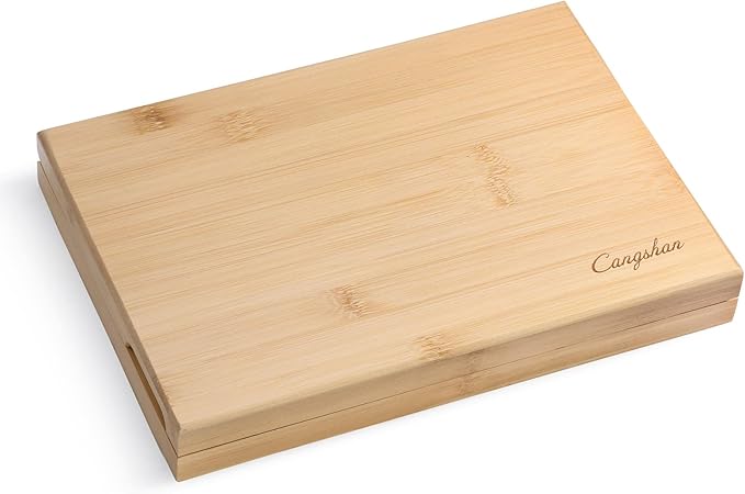 Cangshan 1027044 Rain II Series 8-Piece 420 Stainless Steel Forged Steak Knife Set in Bamboo Storage Chest