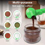 2-in-1 Coffee Scoop with Funnel, 2 Teaspoon Measuring Spoon for Reusable K Cups, Ground Coffee, Protein Powder & Tea, Mess-Free Plastic Design (Green)