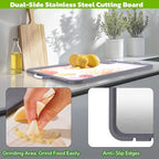 Titanium Cutting Board for Kitchen Large Cutting Boards Double-Sided Cutting Boards with Handle and Stand Stainless Steel Cutting Board and PP Chopping Board for Cutting Meats &Vegetables
