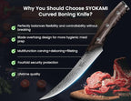 Boning Knife for Meat Cutting, 6.5 Inch Japanese Style Fish Fillet Knife with Wood Handle, High Carbon Razor Sharp Curved Blade for Deboning Trimming, Housewarming Birthday Cooking Gifts