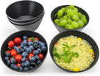 Bamboo Fiber Cereal Bowls Set 6 Pieces, 24 Ounce Soup Bowls Black, Melamine Bowls Set Large for Kitchen, Deep Serving Bowls for Cereal, Soup, Oatmeal, Rice, Pasta, Salad, Black