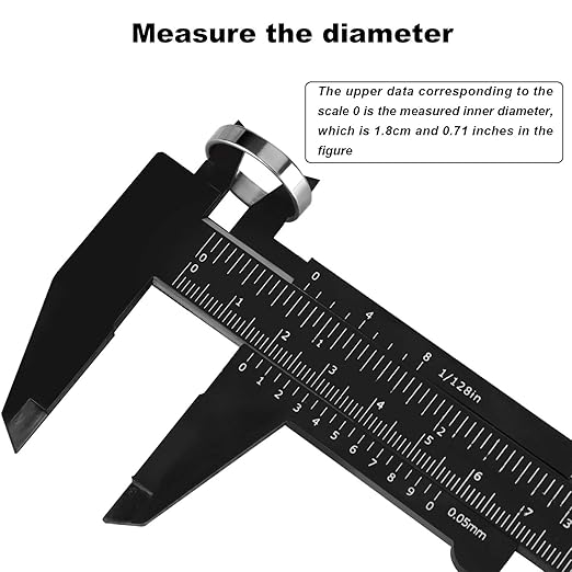 Honoson 10 Pcs Plastic Vernier Caliper 0-6 Inch/0-150 mm for School Student Black Mini Double Scale Sliding Gauge Measuring Tool Vernier Caliper Eyebrow Mapping Ruler Tool for Office Tattoo Artists