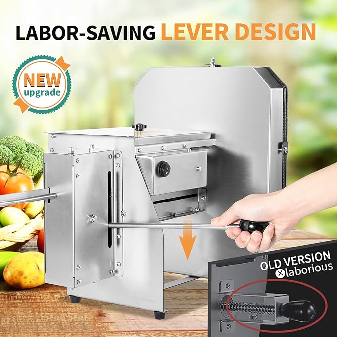 Newhai Upgraded Electric Potato Slicer Commercial Onion Sweet Potato Slicing Machine Cabbage Shredder Vegetable Fruit Cutter 0-0.4’’ Stainless Steel
