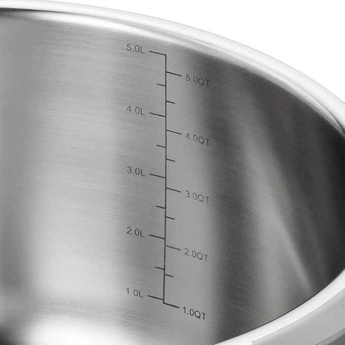 Tramontina Utsava 5.75-Quart Tri-Ply Clad Stainless Steel Tope with Lid, Large Patila Pot for Indian Cooking