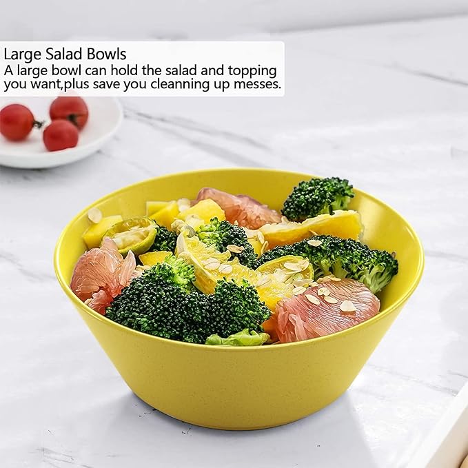 Unbreakable Large Cereal Bowls Set of 6, 32 Ounce BPA-Free Microwave and Dishwasher Safe Salad Bowls, Stackable Color Kitchen Set for Serving, Soup, Oatmeal, Pasta, Noodles - 6 Colors