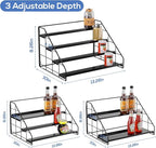 Spice Rack Organizer for Cabinet, 4 Tiered Spice Rack Organizer, Tiered Adjustable Spice Shelf for Kitchen Countertop Pantry Organization (Bright Black)
