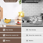 Stone Dish Drying Mat for Kitchen,Fast Dry and Quickly Absorbed Collapsible Drying Mat, 24"×16" Protection Kitchen Counter , Diatomaceous Earth Food Grade Stone Drying Trays (Grey, 16*24 inch)