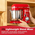 Kitchen in the Box Stand Mixer, 3.5 QT Small Kitchen Electric Stand Mixers, 10-Speed Portable Lightweight Dough Mixer for Daily Use with Egg Whisk, Dough Hook, Beater (Red)