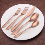 Matte Rose Gold Silverware Set, 20-Piece Stainless Steel Flatware Set, Kitchen Utensil Set Service for 4, Satin Finish Tableware Cutlery Set for Home and Restaurant, Dishwasher Safe