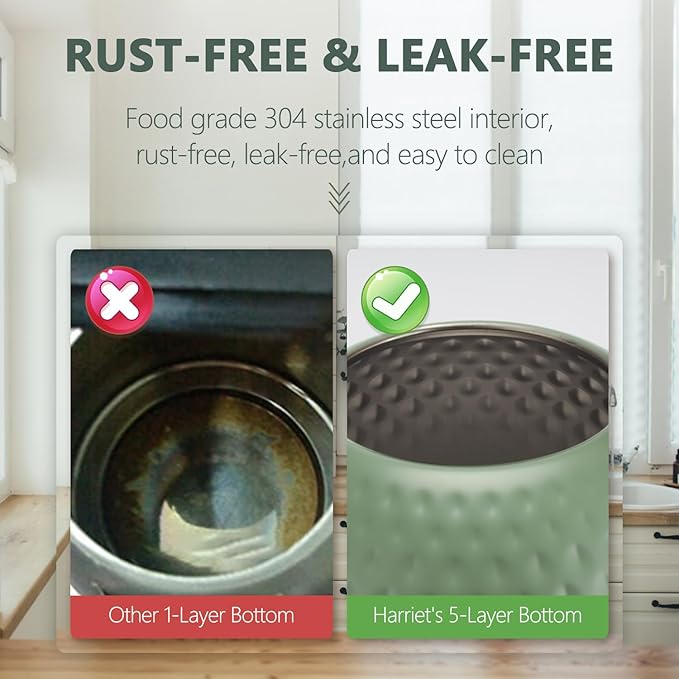 harriet Tea Kettle, Tea Pot for Stovetop, 2.5QT Whistling Kettle with 5-Layers bottom, Food Grade Stainless Steel Kettles with Hot-Resistant Handle Gas Electric Applicable, Green