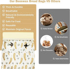 2-Pack Reusable Beeswax Bread Bags for Homemade Bread & Sourdough, Eco-Friendly Organic Food Storage Cloth Bag, Freezer-Safe & Freshness Preservation Longer, XL Large Capacity Portable (13’’x17’’)