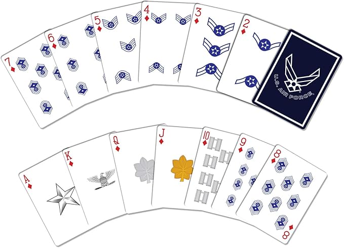 Air Force Flask & Card Gift Set - Leather-Wrapped USAF Flask with Rank Playing Cards | Disabled Vet Owned Business