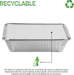 Stock Your Home 2 Lb Small Aluminum Pans with Lids (100 Pack) Foil Pan + Cardboard Lid, Disposable Cookware, Takeout Trays with Lids - To Go Disposable Food Containers for Restaurants & Catering