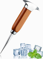 Ice Pick Tool with Wood Handle, Stainless Steel Ice Picks for Breaking Ice, Ice Carving Tools Bar Tools for Kitchen, Bars, Bartender, 6.7 Inch