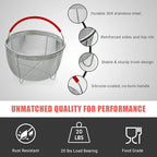 Original Salbree Steamer Basket for 3 qt quart Instant Pot Accessories, Stainless Steel Strainer and Insert fits IP Insta Pots, Instapot, Other Pressure Cookers, with Silicone Handle [6qt 8qt avail]