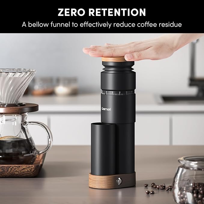Burr Coffee Grinder,Wirsh Portable Electric Grinder Geimori T38 Plus,Espresso Grinder with Conical Burr,Stepless Grind Settings from Fine to Coarse for Espresso,Drip,French Press,Home&Travel Use