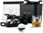 Berlinzo Premium Clear Ice Ball Maker Mold - 4 Large 2.1-inch Crystal Clear Ice Spheres for Whiskey & Cocktails - Easy-to-Remove Ice Round Mold - Storage Bag & Silicone Inserts Included (Non-Electric)