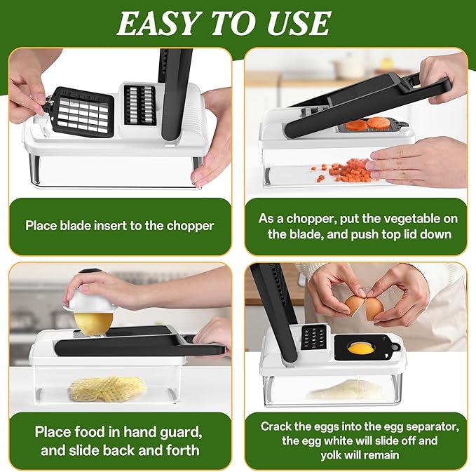 HomeHacks Vegetable Chopper Veggie Chopper, Kitchen Garaget Foot Slicer - White