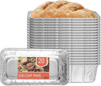 PARTY BARGAINS 3 Lb Aluminum Loaf Pan - 20 Pack, Heavy Duty Disposable Pans for Baking, Lasagna, Meatloaf & Food Serving (Max 240°C)