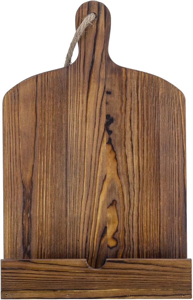 MyGift Cookbook Stand Recipe Book Holder with Brown Wood Cutting Board Design, Cookbook Holder for Countertop Display