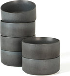 famiware Star Cereal Bowl Set, Soup Bowls Set of 6, Double Reactive Glaze, Stackable, 23 oz Deep Bowls Suitable for Popcorn, Oatmeal, Dessert - Dishwasher and Microwave Safe, Matte Dark Charcoal