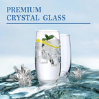 CUKBLESS Drinking Glasses Set of 6, Crystal Highball Water Glasses, Glass Cups for Water, Juice, Beverage, Mojito, Mixed Drinks, Cocktail Glass Set，13 Oz