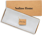 Solino Home Linen Table Runner 48 Inches - 100% Pure Linen Silver Cloud Table Runner 14 x 48 Inch Ideal for Dresser and Coffee Tables - Summer, Fall, Autumn - Fete