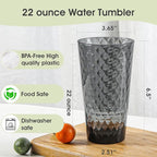 BPA-Free Plastic Tumblers 8 Pack (8x22oz) | Reusable Dishwasher Safe | Stackable Shatterproof Cups | Plastic Drinkware & Drinking Tumblers for Restaurant, Home, Party