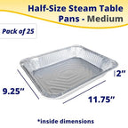 IDL Packaging Half-Size Aluminum Steam Table Pans - Medium, 13" x 11" x 2" (pack of 25) - Disposable Foil Pan for Grilling, Roasting, BBQ, Cooking, Baking, Freezing