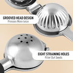 Zulay Lemon Squeezer Stainless Steel with Premium Heavy Duty Solid Metal Squeezer Bowl (Black Grip, Large)