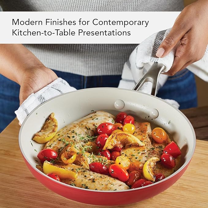 KitchenAid Hard Anodized Ceramic 9-Piece Nonstick Cookware Set – Includes Fry Pans, Saucepan, Stockpot, Durable, Even Heating, Oven Safe to 500°F, Empire Red