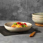 AmorArc 8.5'' Large Pasta Bowls, 36oz Stoneware Pasta Serving Bowls Set of 6 for Kitchen, Wide Bowls for Pasta,Salad,Oatmeal, Microwave Safe, Reactive Glaze