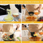 Silicone Kitchen Cooking Utensils Set with Stainless Steel Handle, Spatula Set Utensil Set, Cooking Utensil Set,Kitchen Tools Gadgets for Nonstick Cookware (35, Black)