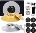 Cocktail Smoker Kit with Torch, 2 Pack Whiskey Smoker Kit Metal Old Fashioned Smoker kit, Birthday Bourbon Whiskey Gifts for Men Dad Husband, 4.7in Expansion Disk, 6 Flavors Wood Chips(No Butane)