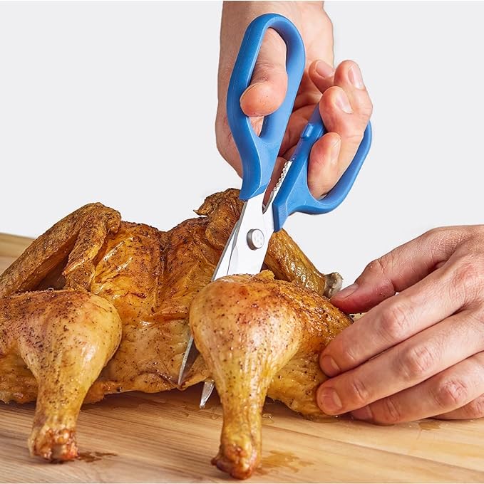 Misen Heavy Duty Kitchen Shears - Stainless Steel, Versatile and Easy Clean Scissors for Meat, Herbs and Veggies - Ambidextrous Comfort Handle - Professional Grade - Blue