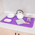Silicone Dish Drying Mat for Multiple Usage,Easy clean,Eco-friendly,Heat-resistant Silicone Mat for Kitchen Counter or Sink,Refrigerator or Drawer Liner Purple 4XL 32 inches x 18 inches