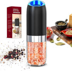 Battery Salt and Pepper Grinder Set-Gravity Electric Pepper Grinder,BoAn Automatic Spice Mill Refillable,Ceramic Larger Charmber,Adjustable Coarsenes,LED Light for Kitchen Housewarming Gifts New Home